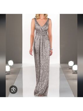 Sorella Vita Platinum Sequin Gown 8686 V-neck Bridesmaid Dress 12 Elegant